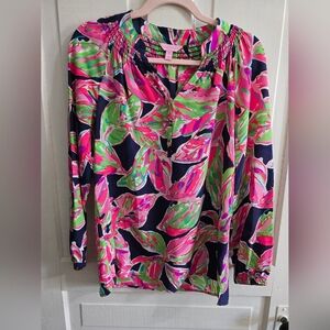 Vibrant Leaf Print Blouse